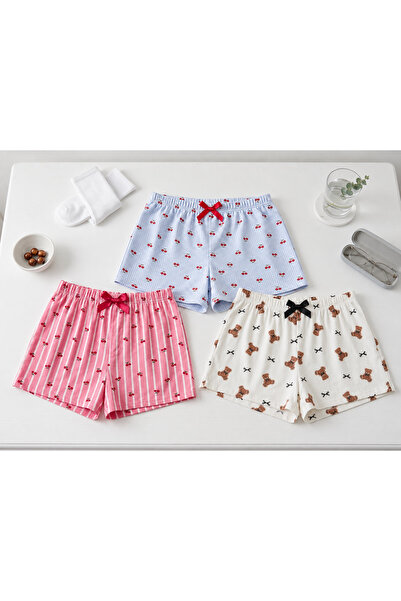BLUE NIL 3-Piece Cotton Thin Breathable Satin Ribbon Waist Detail Lemon-Straw...