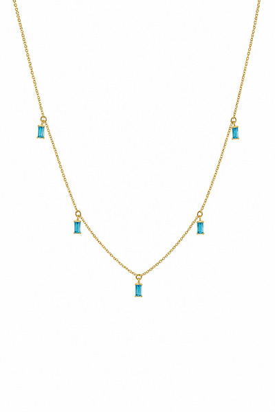 KAIROS JEWELRY 14 Ayar Altın Doğal Swiss Blue Topaz Taşlı Minimal Zarif Moder...