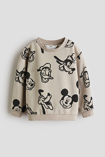 H&M Baskılı ve İçi Tüylü Sweatshirt