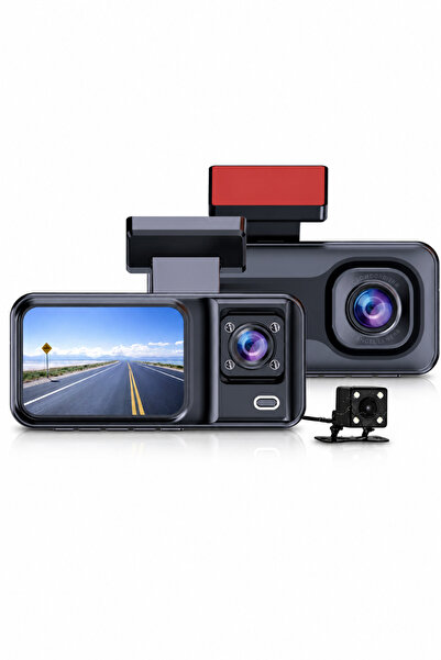 RAYLAX 3 Kameralı Araç İçi Kamera DVR Ön + İç + Arka Gece Görüşlü 170° Geniş ...