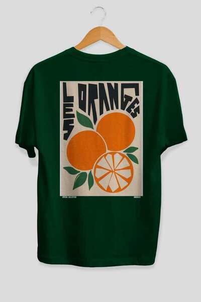 Ankhises Πορτοκαλί Oversize Πράσινο T-Shirt με Στάμπα στην Πλάτη Unisex 100% ...