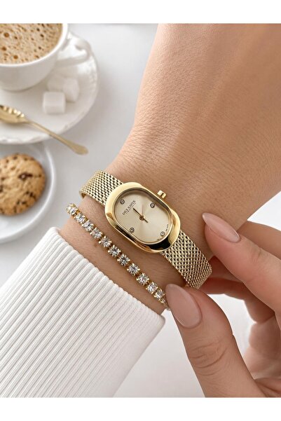 Dice Kayek Oval Mini Vintage Case Women's Wristwatch Steel Band 5 Atm Water R...