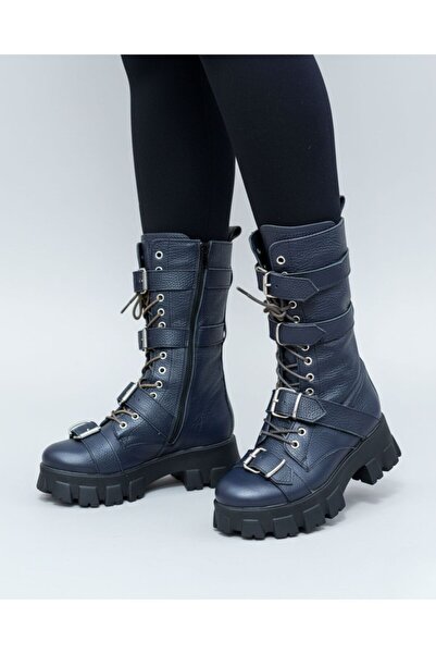 Mauri Cizme din piele albastre Adelline Blue - 35