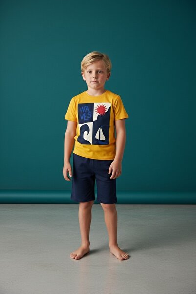 DeFacto 2-Piece Set Printed Short-Sleeved T-Shirt Shorts Boys F1228A825Hs