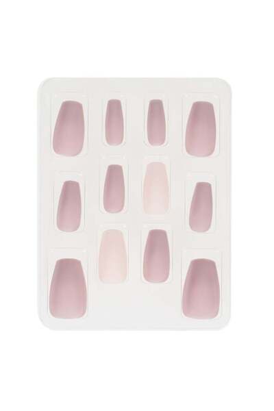 CATIANO Unghii false cu adeziv, model Bej Nude Mat Coffin, 12 buc