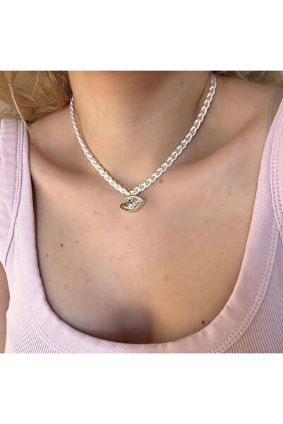 Alice İsstanbul White Braided Crystal Stone Necklace