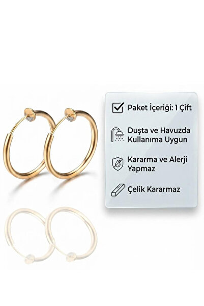Blisse Piercing Unisex Compression Spring Clasp Steel Hoop Earrings for Non-P...