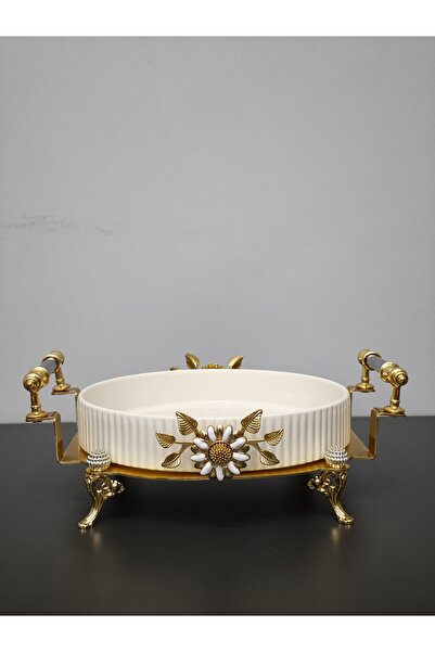 PARILTI HOME COLLECTİON Oven Dish Bowl Luxury Serving Plate Bowl Gold Silver ...