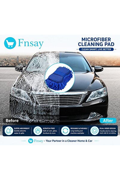 FNSAY إسفنجة غسيل السيارات من الألياف الدقيقة، وسادة تنظيف فائقة النعومة لغسي...
