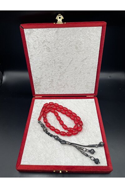 Onurlu Tesbihane 1000 Ayar Trabzon Kazaz Püsküllü Ateş Kehribar Tespih – 8x12 mm