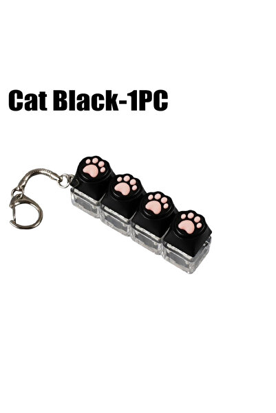 Choice5 Cat Black-1PC LED Light Keyboard Keychain Fidget Toy Clickable Button...