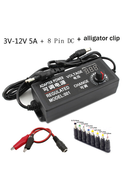 Choice14 EU 3V-12V 5A 8P clip Adjustable AC To DC Power Supply 3V 5V 6V 9V 12...