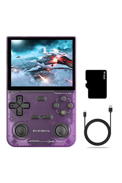 choice2 purple K36 Retro Handheld Video Game Console 500nit 3.5 Inch IPS Scre...