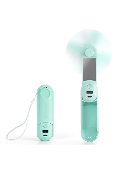 choice2 Light Green 5-in-1 Portable Handheld Fan With Power Bank Phone Stand ...