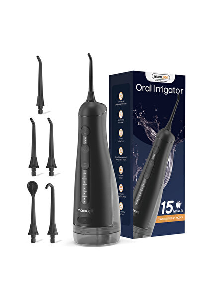 Choice1 Mornwell Black Mornwell Oral Irrigator with 5 Jet Tips , 5 Cleaning M...