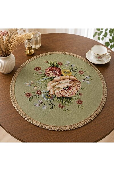 Yeshome Collection Vintage Bouquet Tapestry Fiskos Cover – 50 cm Round Decora...