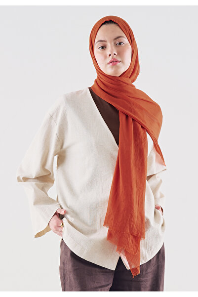 Freshscarfs Ντουμπάι Πρέμιουμ Σάλ Καμμένο Πορτοκαλί