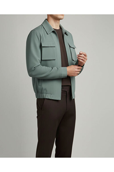 TerziAdemAltun Italian Style Slim Fit Men's Seasonal Bomber Jacket Green T10249