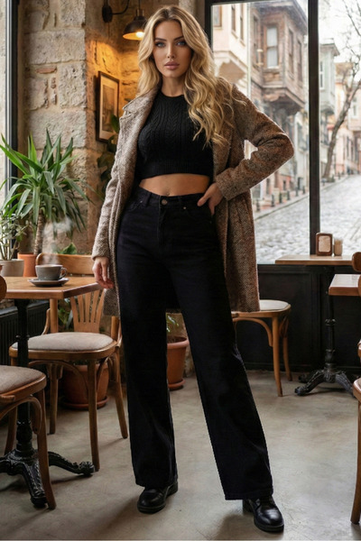 Asil Modest Siyah - Palazzo Kot Pantolon