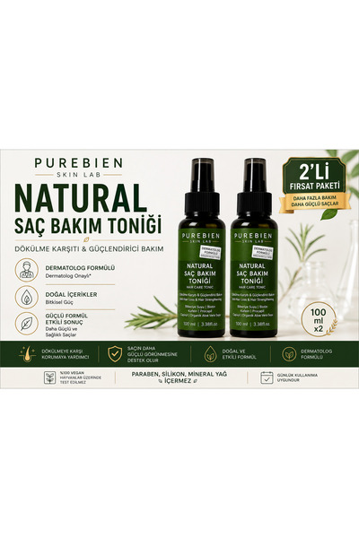 2 li natural saç bakım toniği DÖKÜLME KARŞITI & GÜÇLENDİRİCİ BAKIM 2x100ml