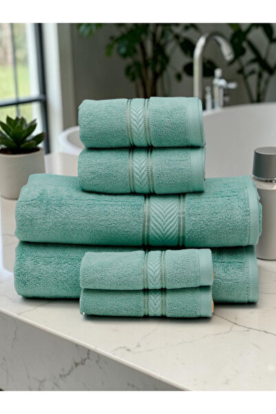 Baltic Linen - 6 Pcs Towel Set, Amani Touch, 100% Cotton, 550 GSM, Sage Green...
