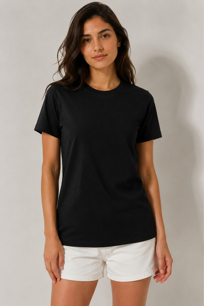 BYM STYLE Unisex Basic Crew Neck Short Sleeve Black and White 2-Piece T-Shirt Set