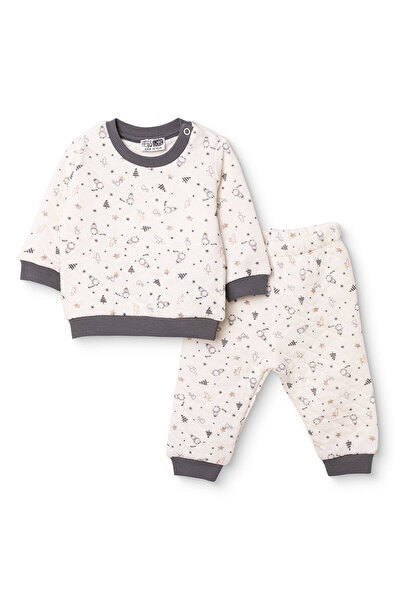 ebebek Hello Baby HelloBaby Kız Bebek Sweatshirt-Alt Uzay Baskılı Çıtçıtlı Bi...