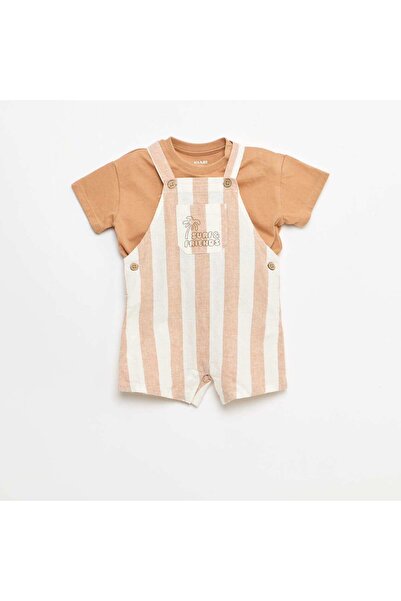 KIABI 2-piece T-shirt and Dungarees Set BROWN