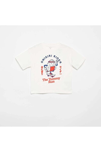 KIABI Printed short-sleeved T-shirt WHITE