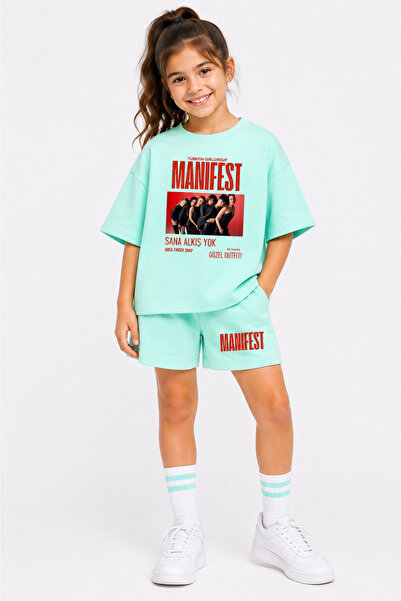 fasardi Manifest Girls M6Nifestgirls Printed Oversize 100% Cotton T-Shirt Sho...