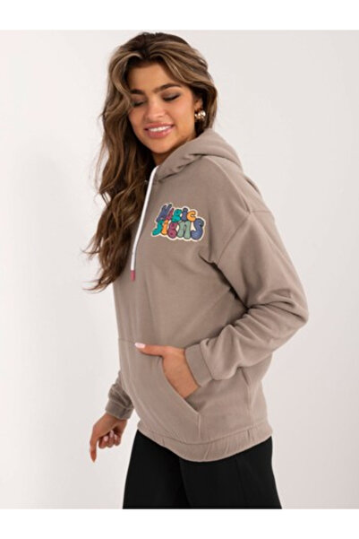 Sublevel Hanorac Dama Maneca lunga, Guler inalt, Sublevel, Bej Casual