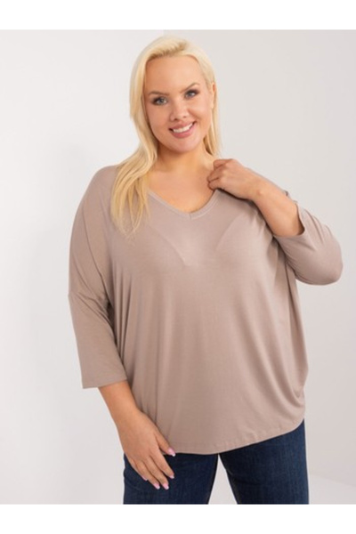 Relevance Bluza Dama Maneca 3/4, Decolteu in V, RELEVANCE, Bej Eleganta Offic...