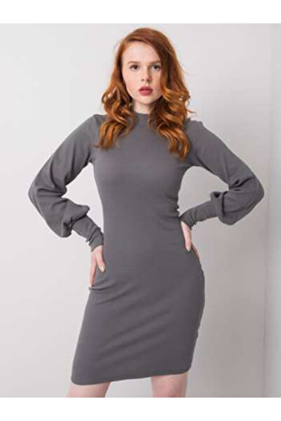 rue parıs Rochie Dama, RUE PARIS, Bumbac, Rochie creion, Gri inchis, model RV...