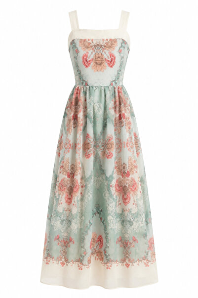 HAZELANNA Patterned Water Green Dress