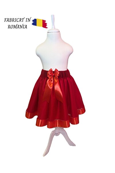 OEM Fusta tutu din tulle, rosie, cu fundita, marime 92-98