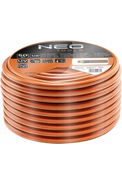 NEO Tools NEO Furtun de grădină rezistent 50m 1/2 " + Tambur + Aspersor + Rac...