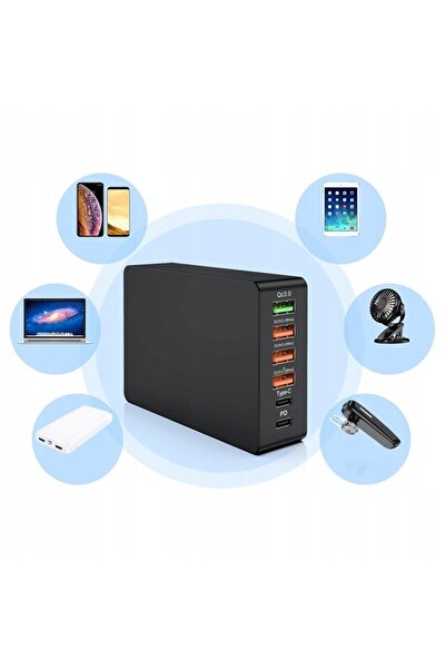 Anytech Încărcător rapid de rețea 6 USB C PD 20W QC3.0 65W