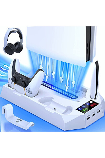 NO BRAND Suport PS5 cu ventilator de răcire și stație de încărcare controler USB