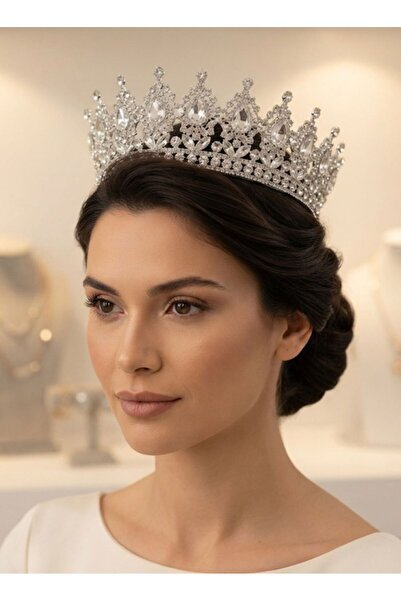 HOŞGÖR ACCESSORIES Ειδική Σειρά Water Drop Full Round Princess Cake Crown
