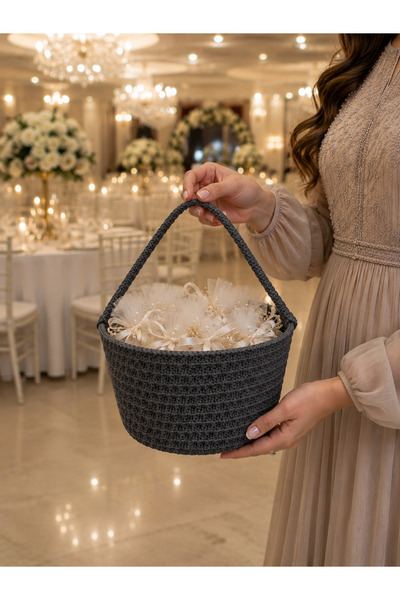 ÖRGÜM Coș de nuntă 14x14 cm Coș cu petale de trandafir Coș multifuncțional