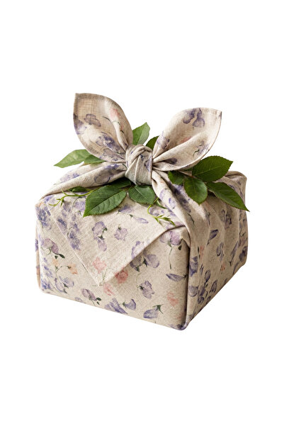 Botanik Hediye Sunum Seti | 3'lü Doğal Kumaş Hediye Paketleme Bezi | 45x45 cm