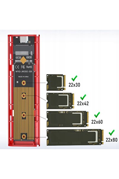 NO BRAND Carcasă adaptor pentru SSD M.2 NVMe PCIe USB-C 10Gbps, slot M.2
