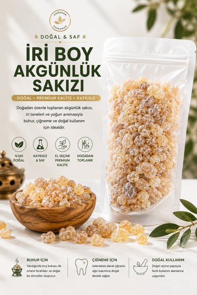 Sabuncu Hacı İri Boy Akgünlük Sakızı - Doğal Günlük Sakızı - Premium Kalite B...