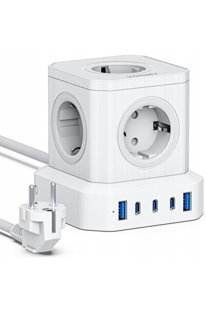 VOOMY Power S65 - Priză multiplă 65W cu 3 porturi USB-C și 2 porturi USB-A 40...
