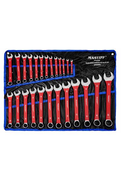 MASTIFF Set de chei fixe cu gura cauciucată 6-32 mm, 25 buc.