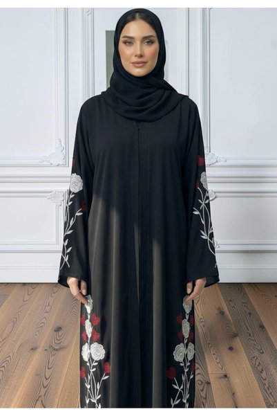 Nukhbaa Elegant Floral Embroidery Abaya | Nida Fabric-869