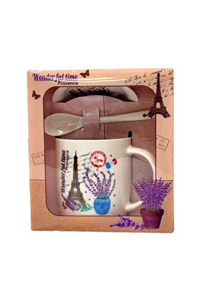 velve Set cana din ceramica si lingurita, Provence, ambalata in punga cadou a...
