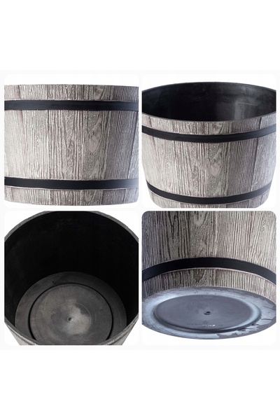 KADAX Set de vase de grădină rotunde, gri, pentru terasă, 23+30+40cm