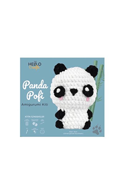seymatabur Velvet Amigurumi Kit Panda Pofi Finished Size 19 cm