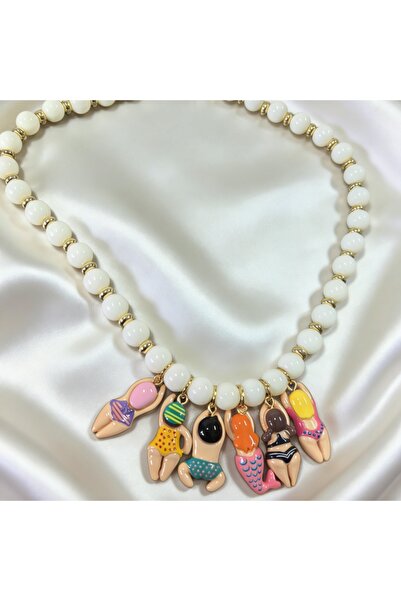 Choice XL5992 Boho Fun Swimsuit Girl Charm Necklace Colorful Enamel White Bea...